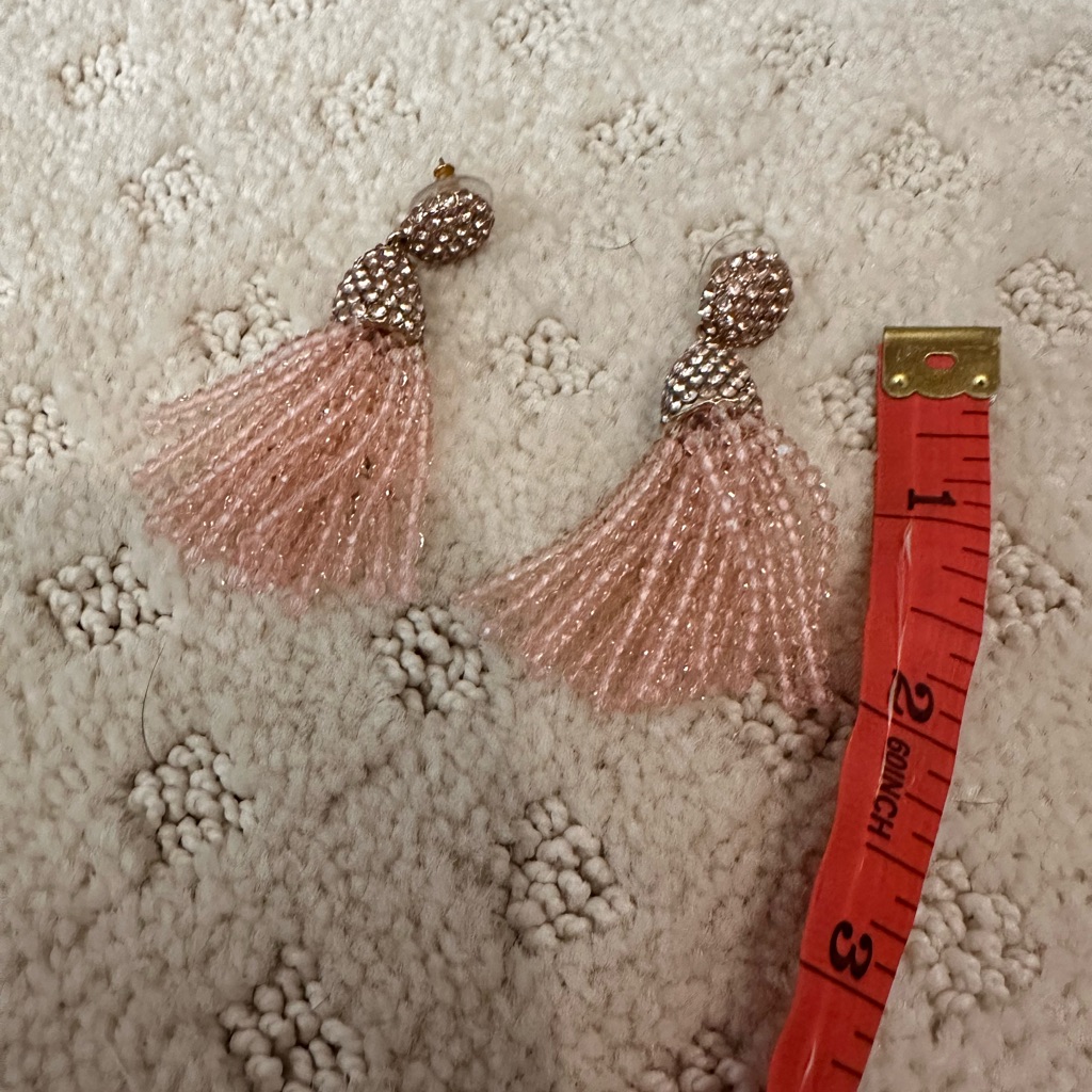 Baublebar Pink Tassel Crystal Earrings With Ornate Tops 15$